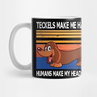 Teckels Make Me Happy Humans Make My Head Hurt Summer Holidays Christmas In July Vintage Retro Mug